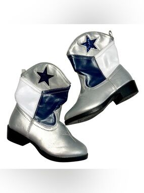 Girls Silver and Navy Dallas Cowboys Cowboy Boots size 7